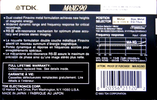 Compact Cassette TDK MA-XG 90 Type IV Metal 1990 North America