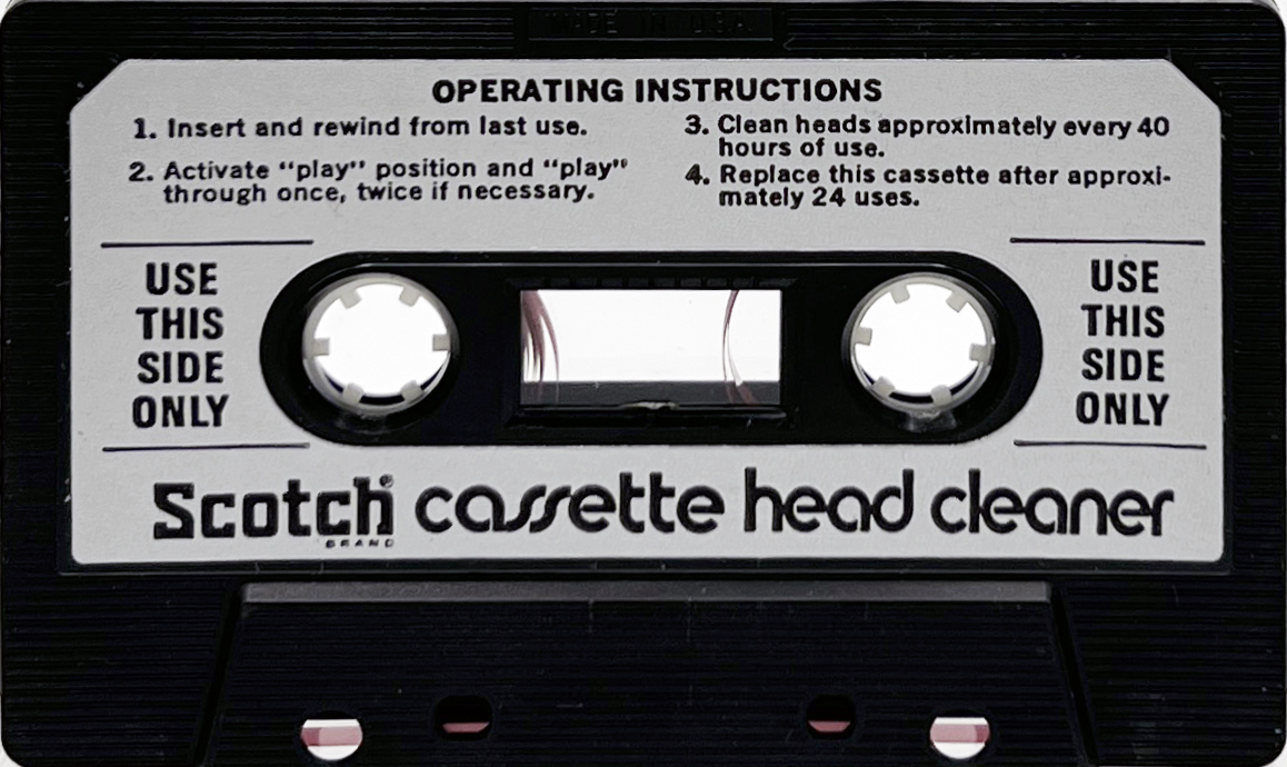 Compact Cassette Scotch Cleaning Cassette 1979 USA