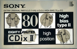 Compact Cassette Sony CDix II 80 "C-80CDX2a" Type II Chrome 1992 Japan