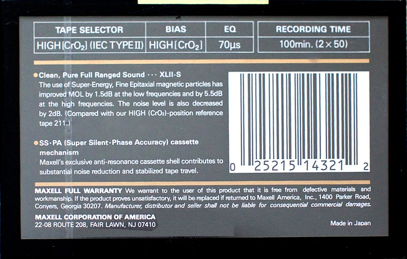 Compact Cassette: Maxell / Hitachi Maxell - XLII-S 100