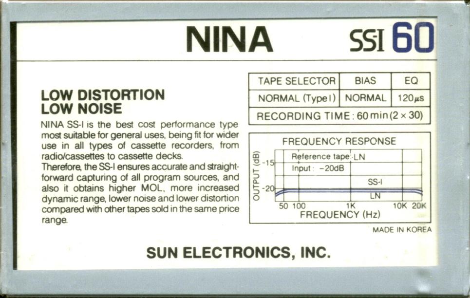 Compact Cassette Nina SS-I 60 Type I Normal South Korea