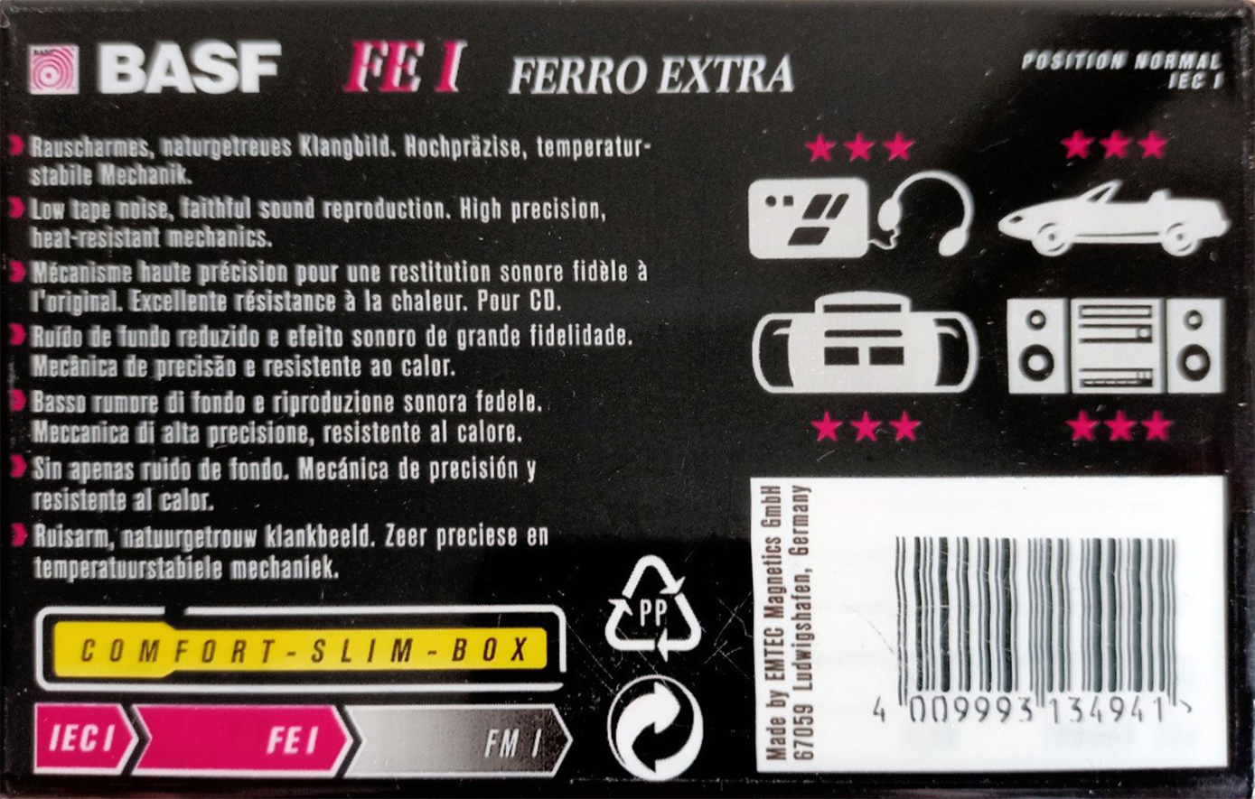 Compact Cassette BASF FE I Ferro Extra 90 Type I Normal 1997 Europe