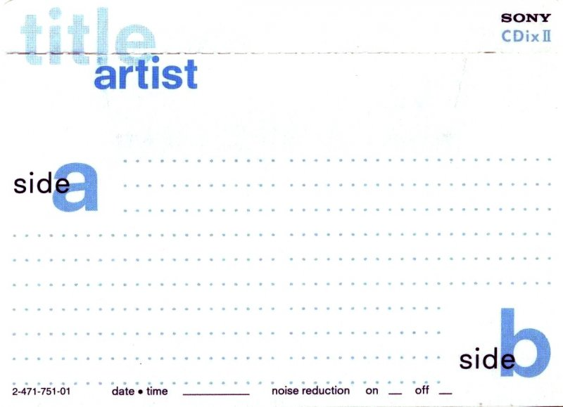 Compact Cassette Sony CDix II 120 "C-120CDX2F" Type II Chrome 1998 Japan
