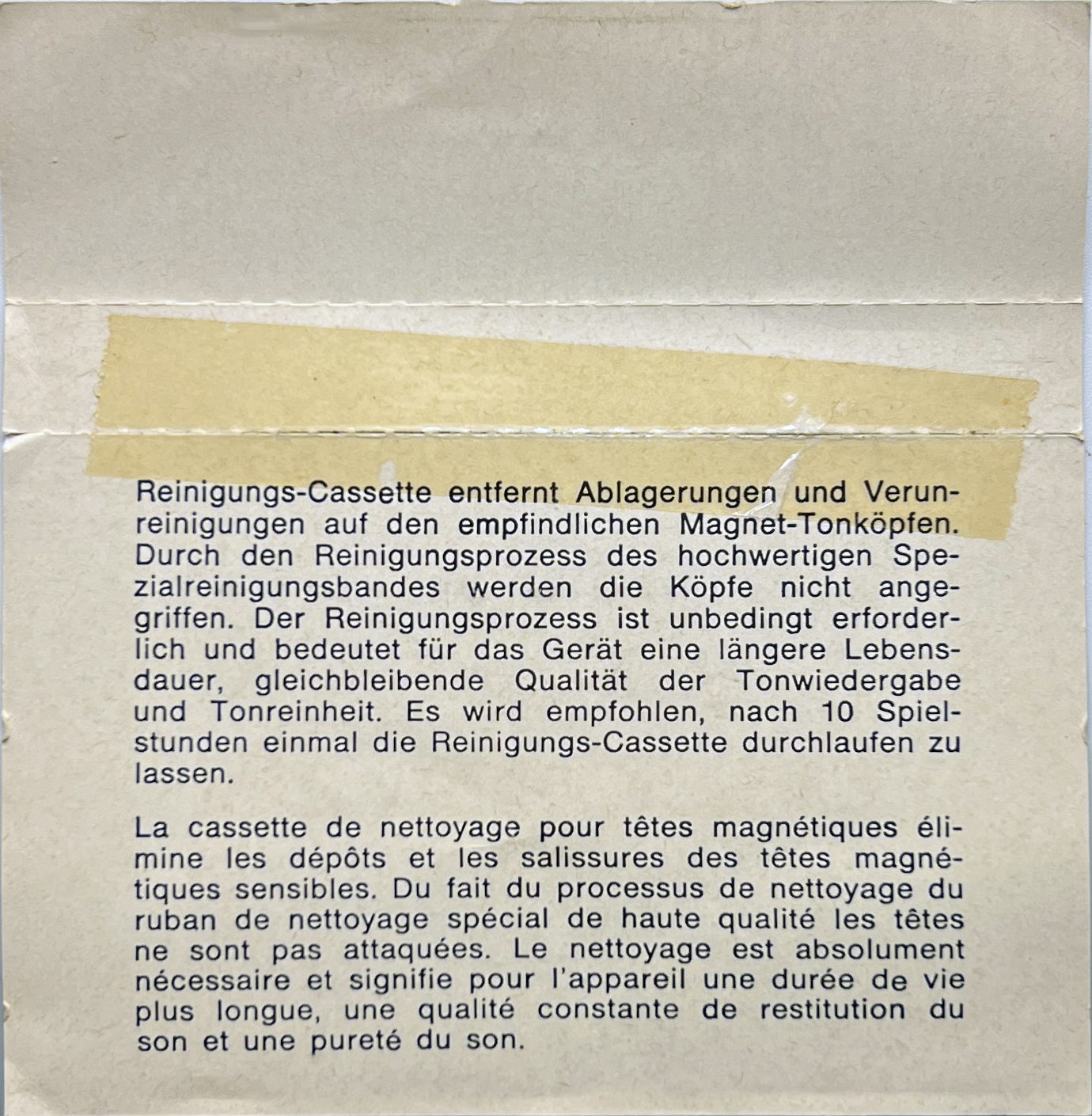 Compact Cassette Intersound Cleaning Cassette 1976 Europe