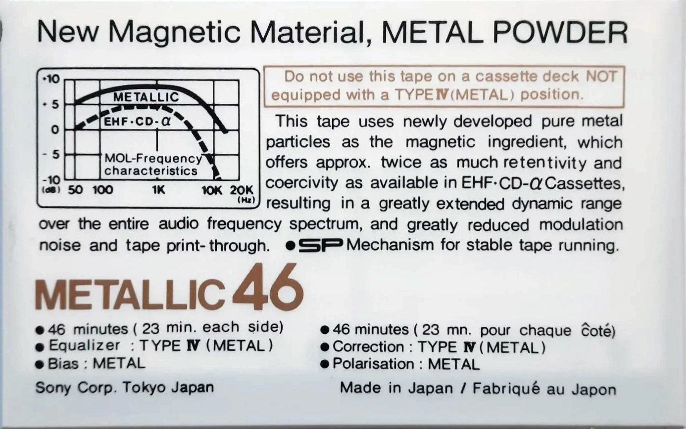 Compact Cassette Sony Metallic 46 Type IV Metal 1978 Japan