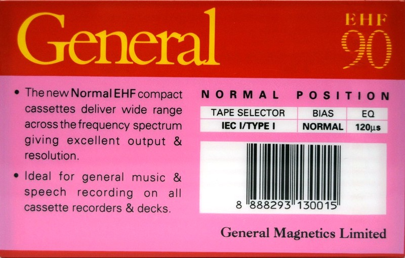 Compact Cassette General Magnetics EHF 90 Type I Normal 2005 Singapore