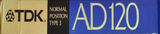 Compact Cassette TDK AD 120 "AD-120K" Type I Normal 1989 Japan
