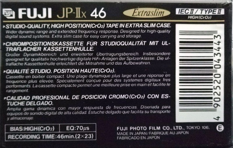 Compact Cassette Fuji JP-IIx 46 Type II Chrome 1990 Europe