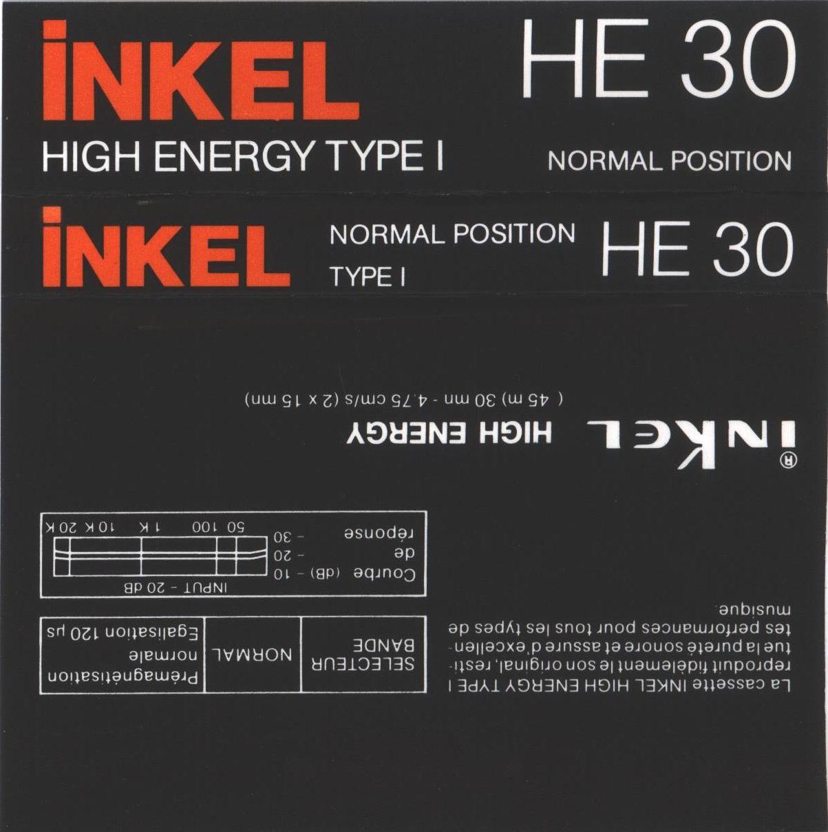 Compact Cassette Inkel HE 30 Type I Normal 1985 Spain