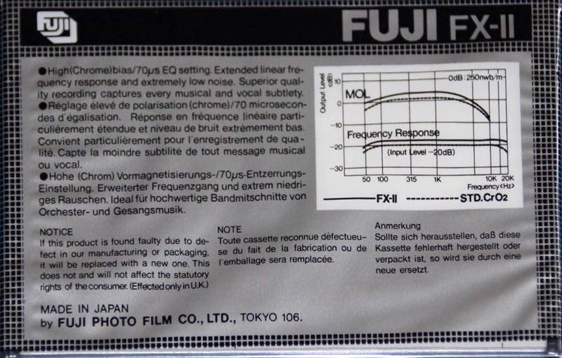 Compact Cassette Fuji FX-II 60 Type II Chrome 1980 Europe, North America