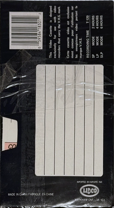 VHS, Video Home System Studio 120 Type I Normal 1988 Canada