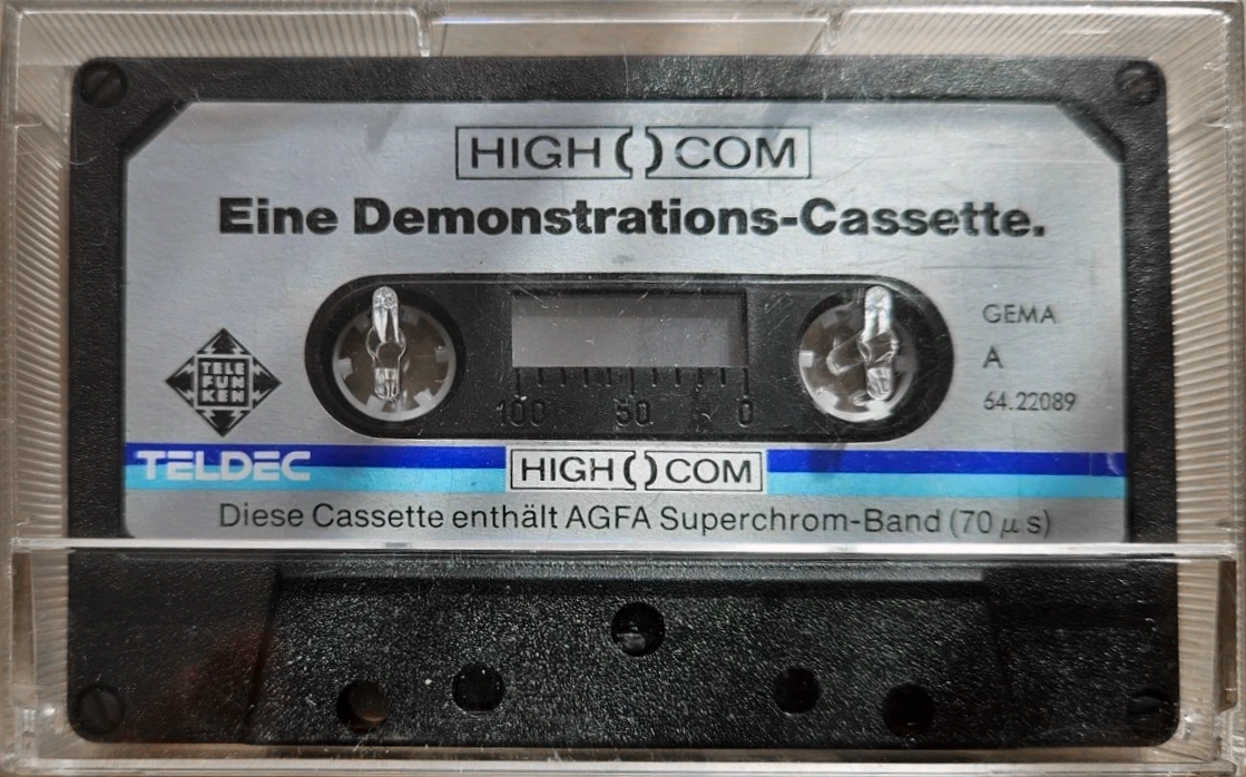Compact Cassette Telefunken HIGH COM "Teldec 64.22089" Demonstration Tape 1972 Germany