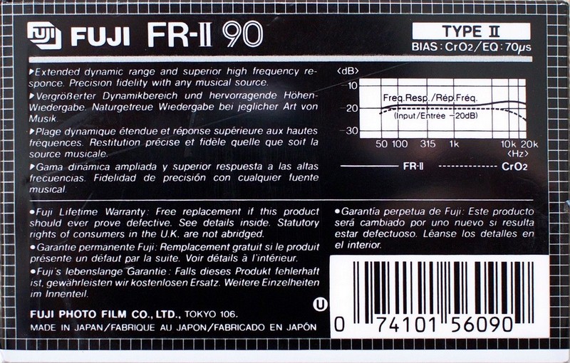 Compact Cassette Fuji FR-II 90 Type II Chrome 1984 North America