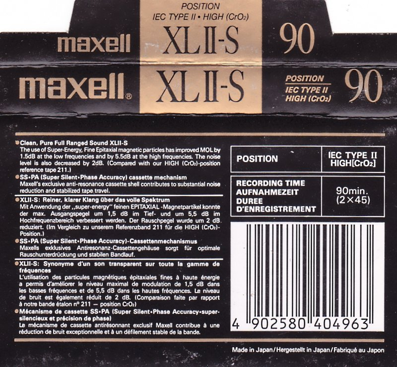 Compact Cassette Maxell XLII-S 90 Type II Chrome 1982 Europe