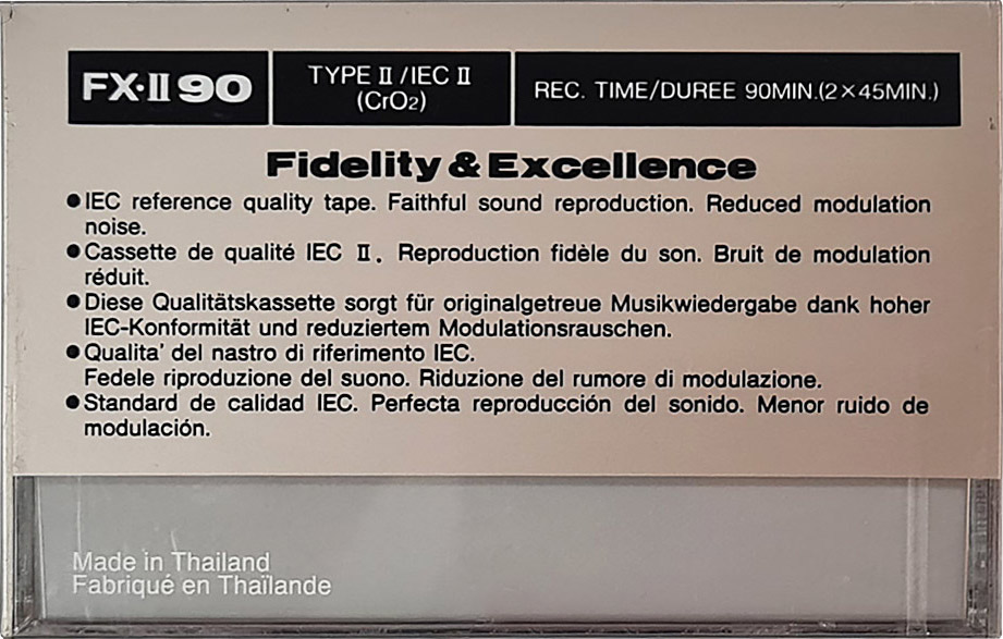 Compact Cassette Sony FX 90 "C-90FX2" Type II Chrome 1990 Europe