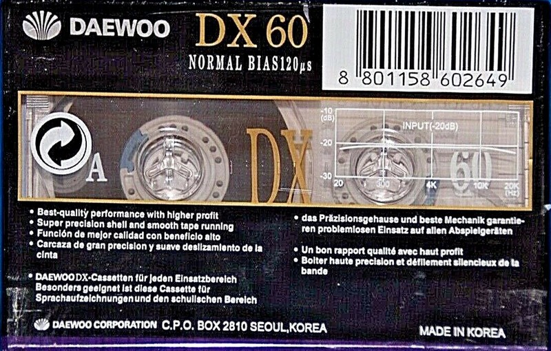 Compact Cassette Daewoo DX 60 Type I Normal South Korea