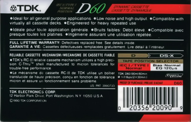 Compact Cassette: TDK  - D 60