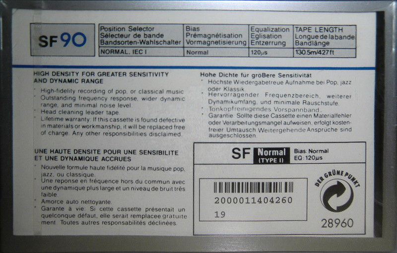 Compact Cassette Kamichi SF 90 Type I Normal Europe