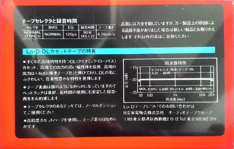 Compact Cassette Lo-D DL 90 Type I Normal 1983 Japan