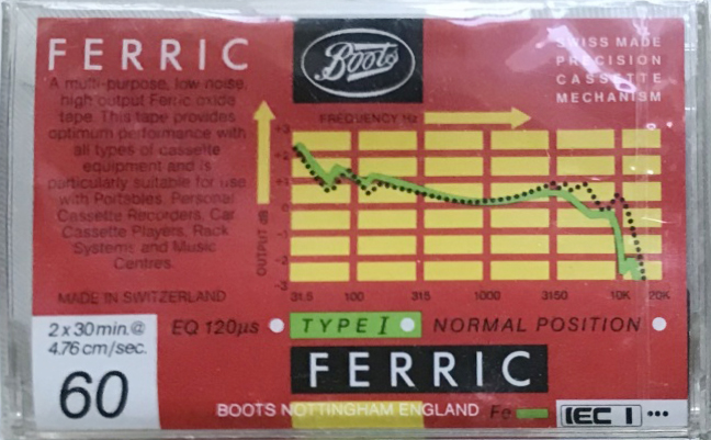 Compact Cassette Boots / Boots Audio Ferric 60 Type I Normal 1986 UK