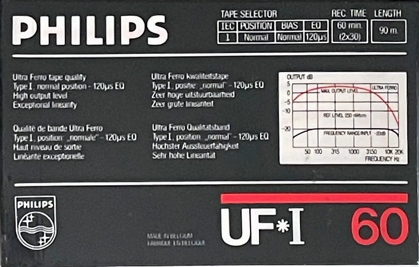 Compact Cassette Philips UF-I 60 Type I Normal 1985 Europe