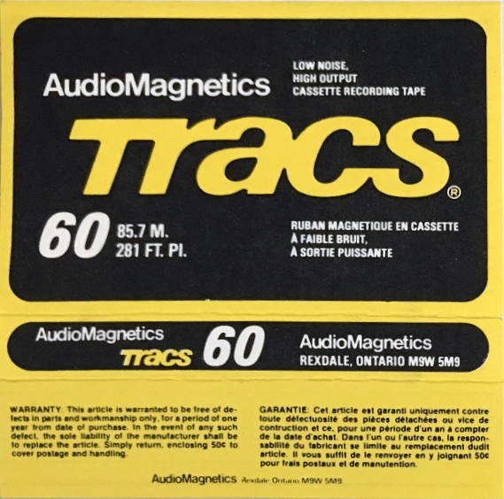 Compact Cassette Audio Magnetics Tracs 60 Type I Normal 1979 Canada