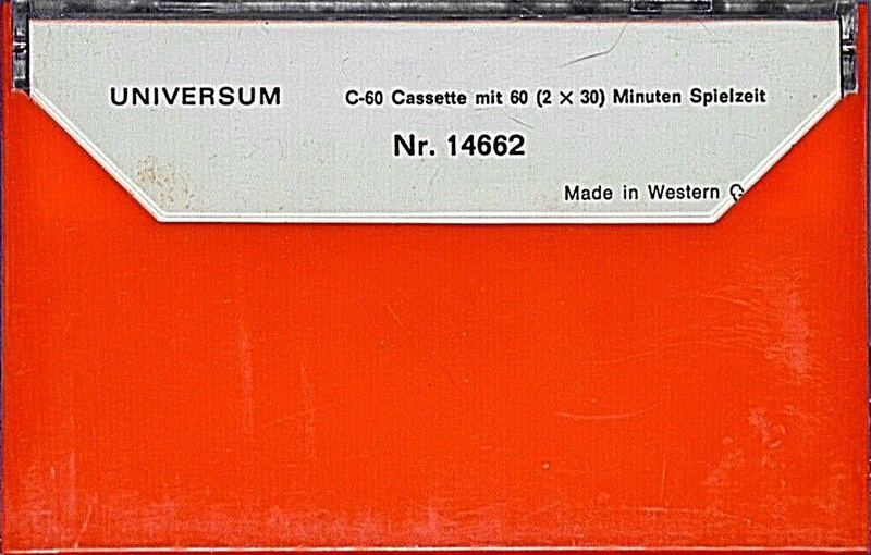Compact Cassette Universum 60 Type I Normal 1971 Europe