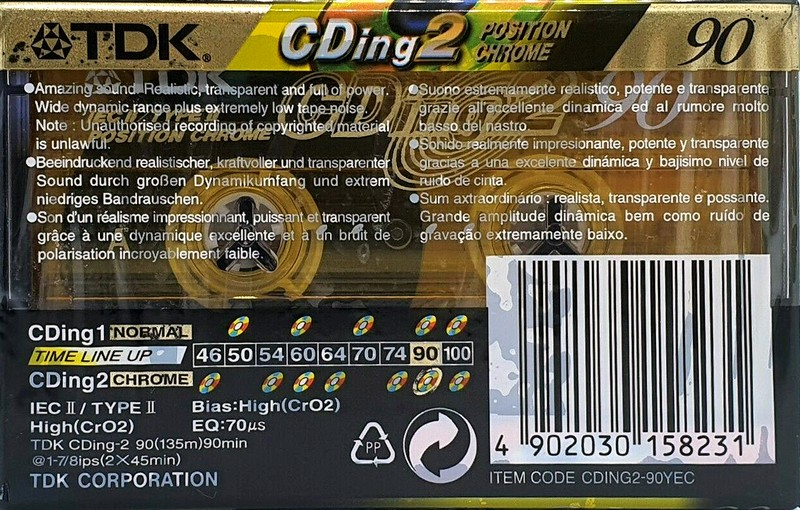 Compact Cassette TDK CDing 2 90 "CDING2-90YEC Colour Limited Edition" Type II Chrome 2001 Europe