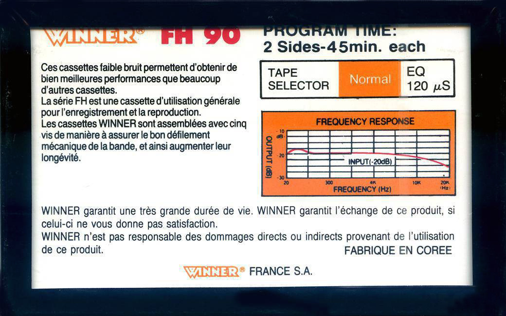Compact Cassette Winner FH 90 Type I Normal France