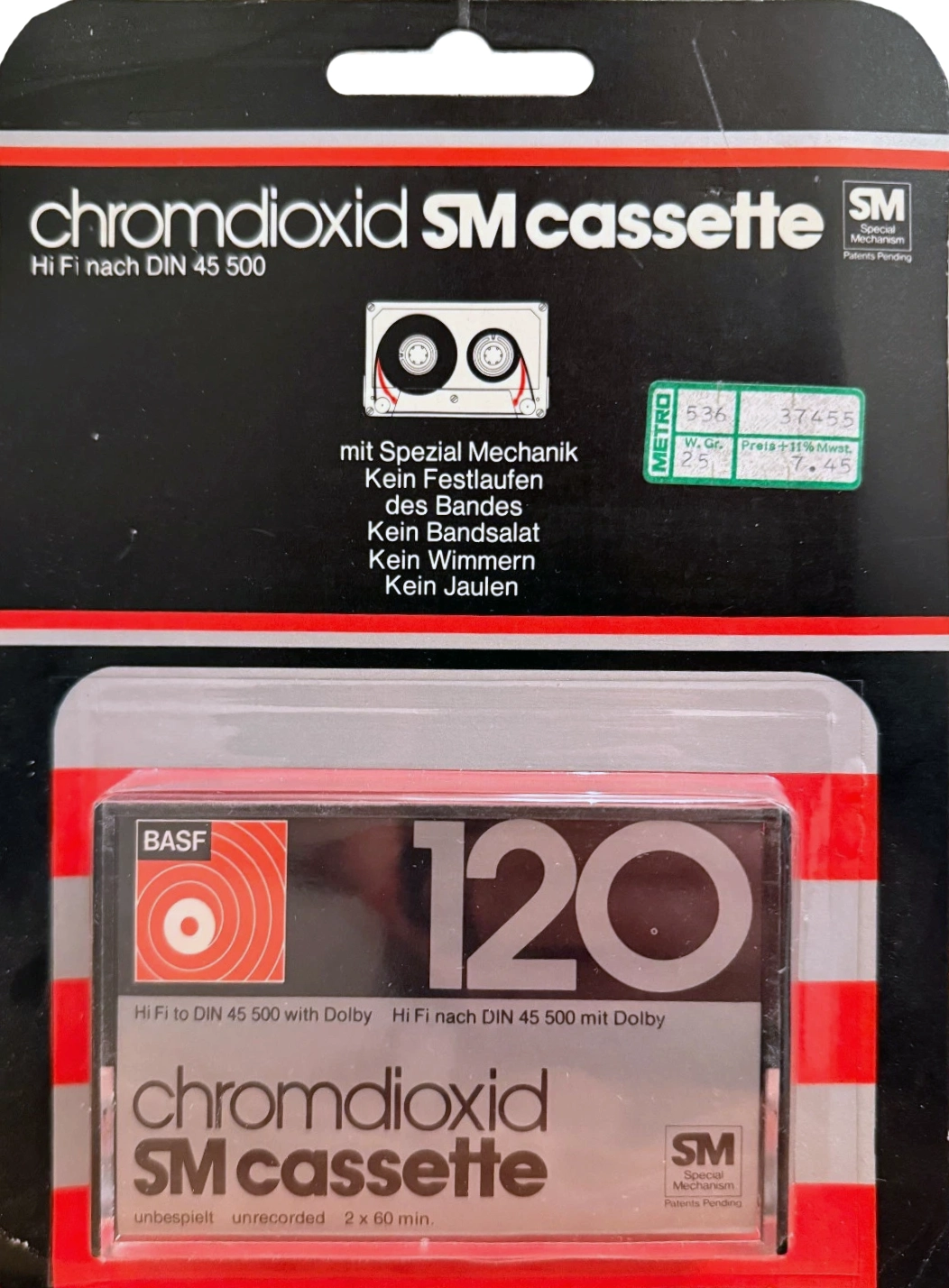 Blister BASF Chromdioxid 120 Type II Chrome 1975 Europe