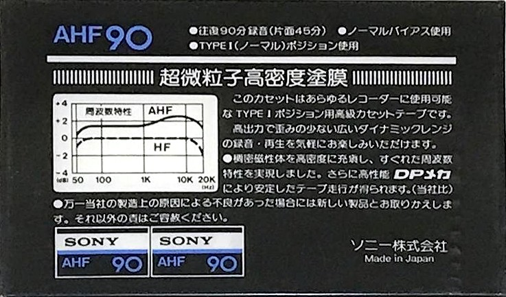 Compact Cassette Sony AHF 90 Type I Normal 1978 Japan
