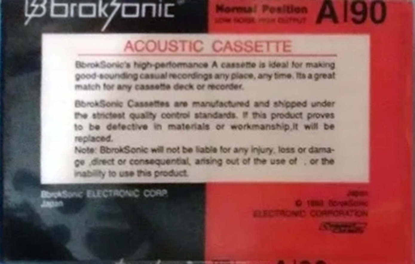 Compact Cassette Broksonic 90 "A" Type I Normal 1991 Unknown Country