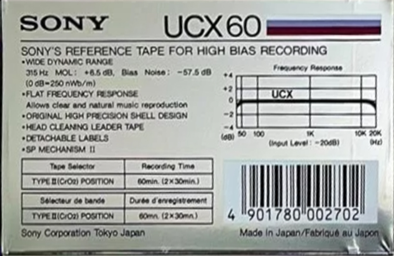 Compact Cassette Sony UCX 60 Type II Chrome 1985 Europe