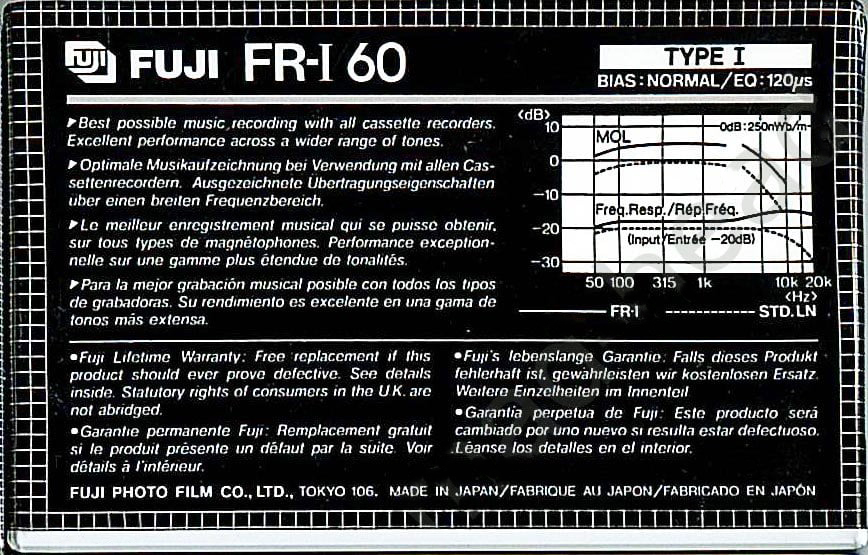 Compact Cassette Fuji FR-I 60 Type I Normal 1982 Europe