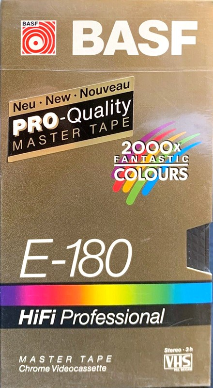 VHS, Video Home System BASF HiFi Professional 180 Type II Chrome 1992 Europe