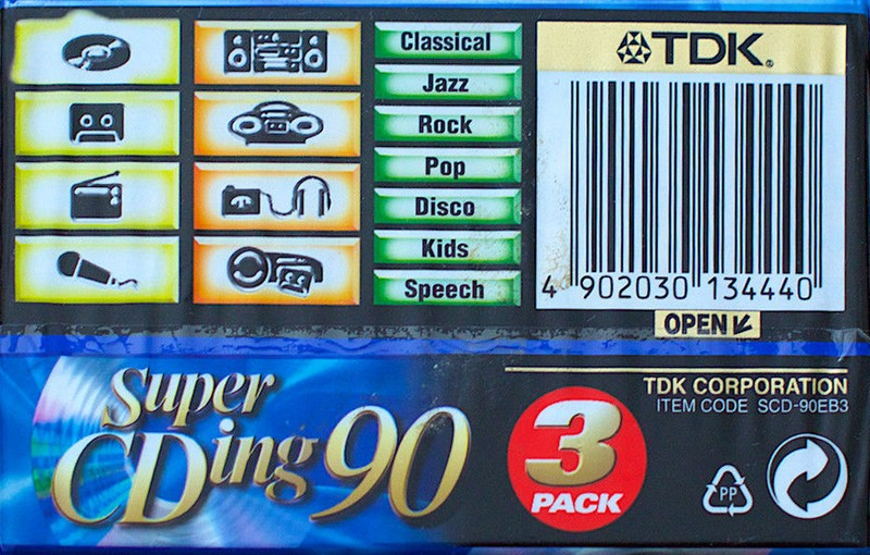 3 pack TDK Super CDing 90 "SCD-90EB3" Type II Chrome 1997 Europe