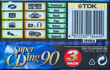 3 pack TDK Super CDing 90 "SCD-90EB3" Type II Chrome 1997 Europe