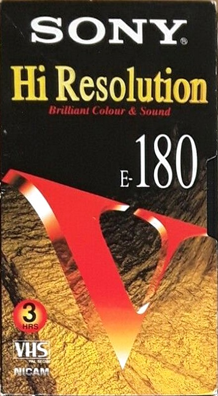 VHS, Video Home System Sony Hi Resolution 180 Type I Normal 1996 Europe