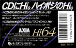 Compact Cassette AXIA Hi 64 Type II Chrome 1990 Japan