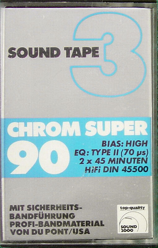 Compact Cassette Sound 2000 Sound Tape 3 90 "Chrome Super" Type II Chrome 1978 Germany