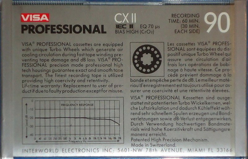 Compact Cassette Visa CX II 90 Type II Chrome 1983 North America
