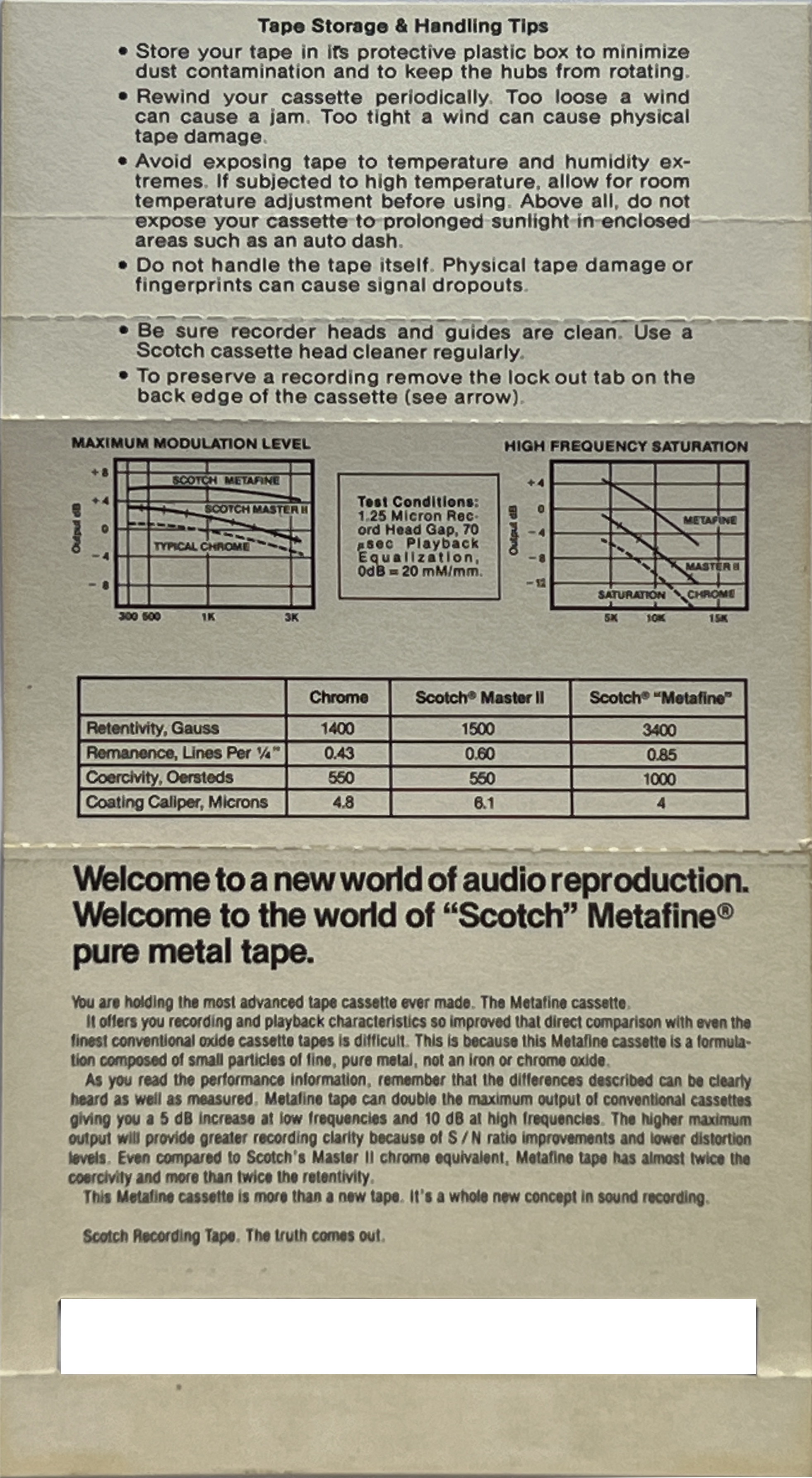 Compact Cassette Scotch Metafine 60 Type IV Metal 1979 Europe