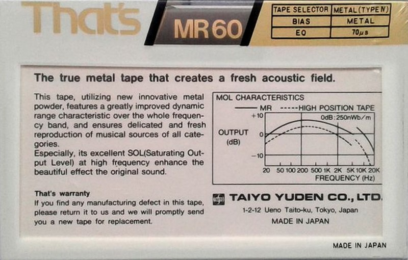 Compact Cassette: Taiyo Yuden Thats - MR 60