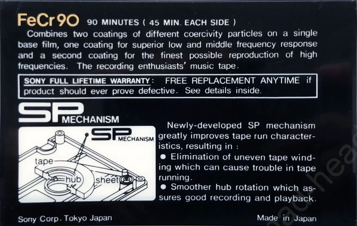 Compact Cassette Sony FeCr 90 Type III Ferro Chrome 1978 USA