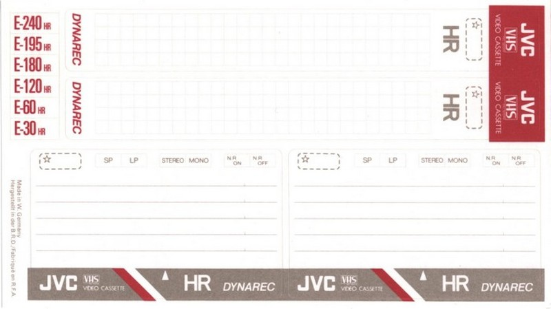 VHS, Video Home System JVC HR 195 Type I Normal 1987 Europe