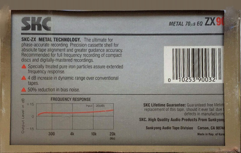 Compact Cassette SKC ZX 90 Type IV Metal 1990 North America