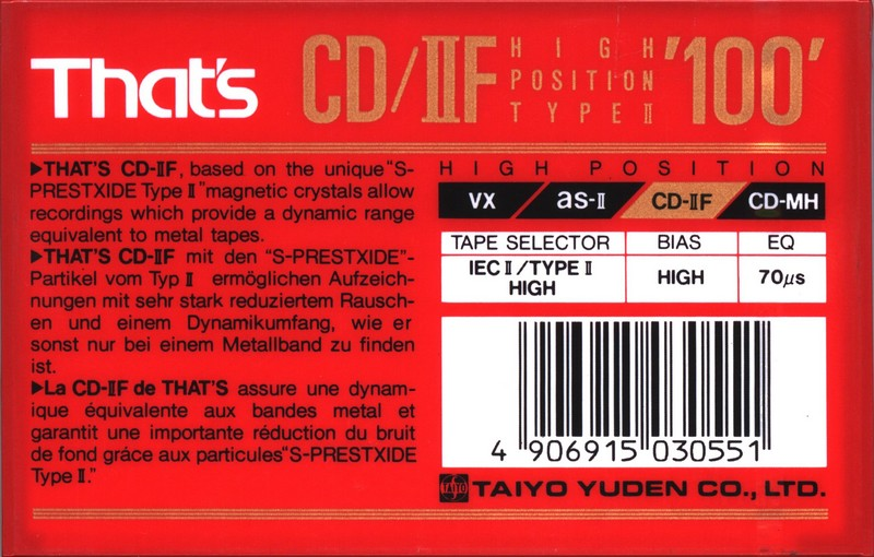 Compact Cassette: Taiyo Yuden Thats - CD-IIF 100