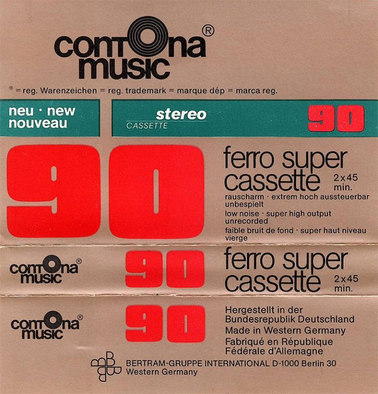 Compact Cassette Contona Music ferro super 90 Type I Normal 1981 Europe