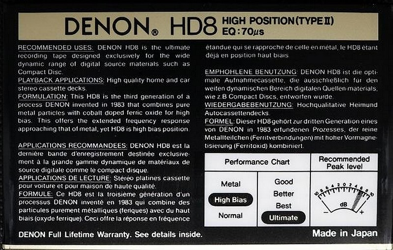 Compact Cassette: Nippon Columbia / Denon Denon - HD8 60