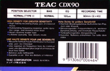 Compact Cassette Teac CDX 90 Type I Normal 1990 Europe